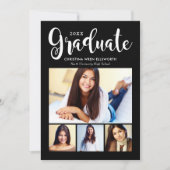 Moderne Graduate Script Zwarte Foto Collage Kaart (Voorkant)
