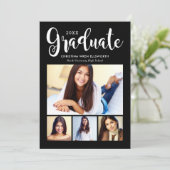 Moderne Graduate Script Zwarte Foto Collage Kaart (Staand voorkant)
