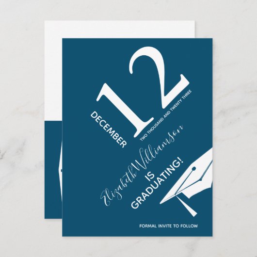 Moderne graduatiemap slaat de datum op aankondigingskaart (Voorkant / Achterkant)