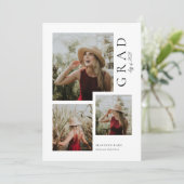 Moderne Graduation Party 3 Foto Uitnodiging (Staand voorkant)