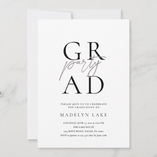 Moderne Graduation Party 3 Foto Uitnodiging (Achterkant)