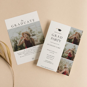 Moderne Graduation Party 4 Fotouitnodiging Kaart