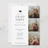 Moderne Graduation Party 4 Fotouitnodiging Kaart (Voorkant)