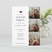 Moderne Graduation Party 4 Fotouitnodiging Kaart (Staand voorkant)