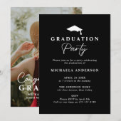 Moderne Graduation Party Handgeschreven Script Fot Kaart (Voorkant / Achterkant)