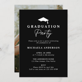 Moderne Graduation Party Handgeschreven Script Fot Kaart