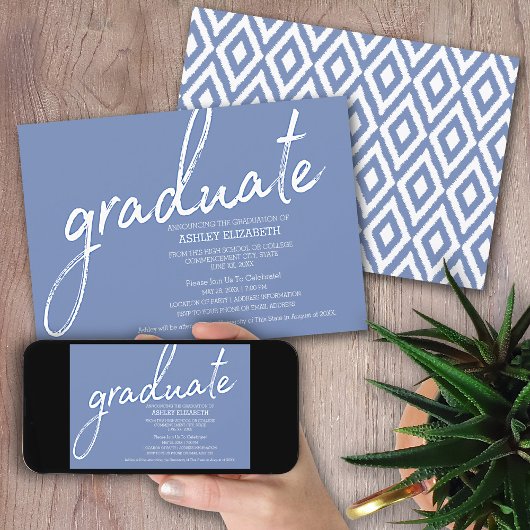 Moderne Graduation Party met script & ikat patroon Kaart