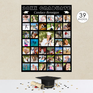 Moderne Graduation Party Photo Collage Poster