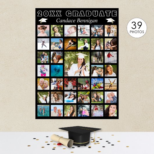 Moderne Graduation Party Photo Collage Poster