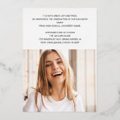 Moderne Graduation Party Photo Roos Gold Folie Uitnodiging (Achterkant)