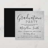 Moderne Graduation Party Silver Glitter Paint Kaart (Voorkant / Achterkant)