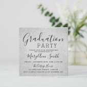 Moderne Graduation Party Silver Glitter Paint Kaart (Staand voorkant)