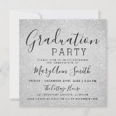 Moderne Graduation Party Silver Glitter Paint Kaart (Voorkant)