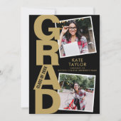 Moderne GraduPartij 3 Foto zwart en goud Kaart (Voorkant)
