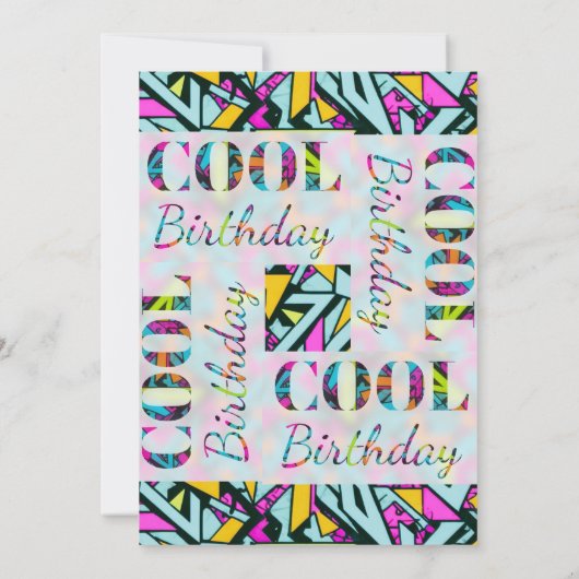 Moderne Graffiti Heldere Kleurrijke Cool Verjaarda Kaart (Achterkant)
