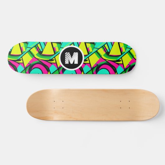 Moderne Graffiti Paint Splash Aangepaste Monogram  Persoonlijk Skateboard (Horizontaal)
