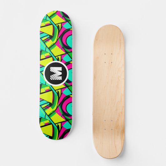 Moderne Graffiti Paint Splash Aangepaste Monogram  Persoonlijk Skateboard (Voorkant)