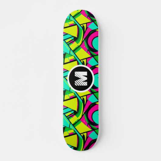 Moderne Graffiti Paint Splash Aangepaste Monogram  Persoonlijk Skateboard (Voorkant)
