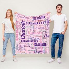 Moderne graffiti roze naampatroon fleece deken