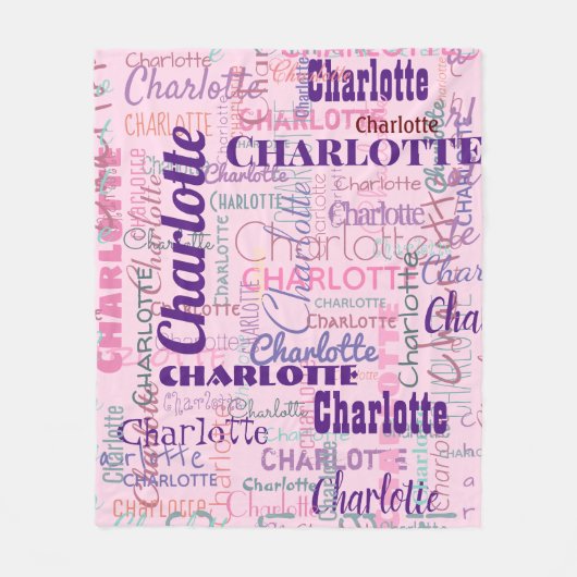 Moderne graffiti roze naampatroon fleece deken (Voorkant)