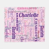 Moderne graffiti roze naampatroon fleece deken (Voorkant (Horizontaal))