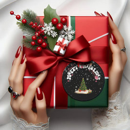 Moderne Graffiti Zwart Vrolijk Kerstfeest Ronde Sticker