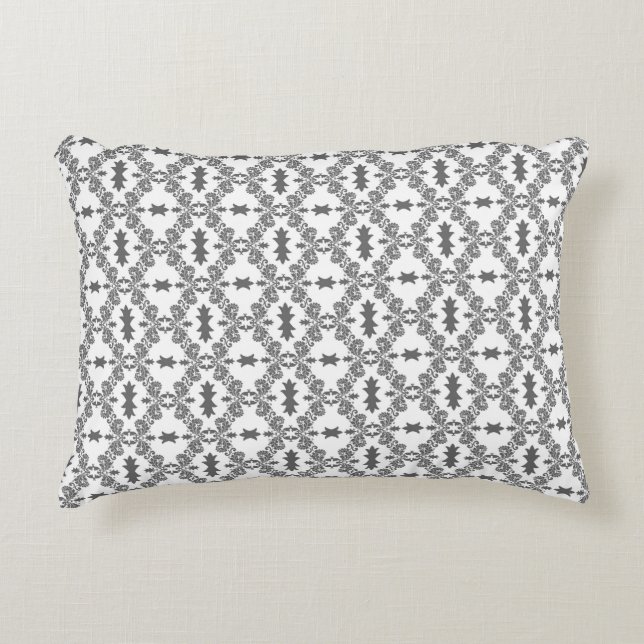 Moderne grafiet Damask Pattern Accent Pillow Accent Kussen (Voorkant)