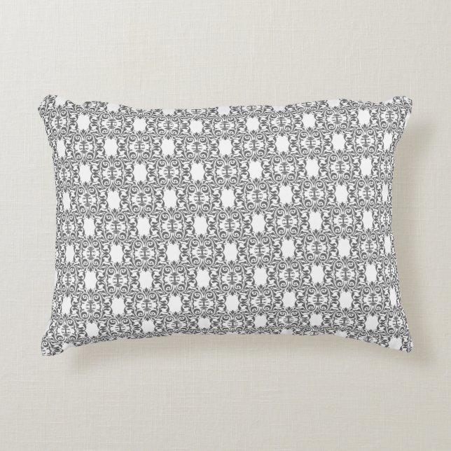 Moderne grafiet Damask Pattern Accent Pillow Accent Kussen (Voorkant)