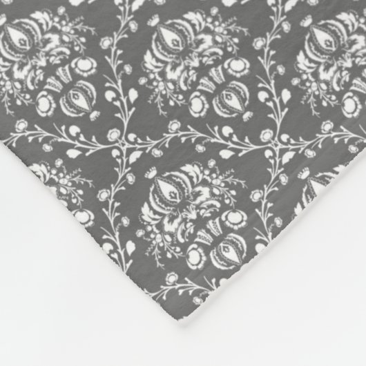 Moderne grafiet Damask Pattern Fleece Blanket (Hoek)