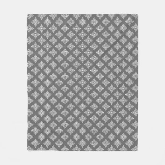 Moderne grafiet Damask Pattern Fleece Blanket Deken (Voorkant)