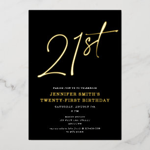 Moderne grafische 21e 21e verjaardag van het Manus Folie Uitnodiging