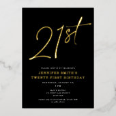 Moderne grafische 21e 21e verjaardag van het Manus Folie Uitnodiging (Voorkant)