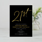 Moderne grafische 21e 21e verjaardag van het Manus Folie Uitnodiging (Staand Voorkant)