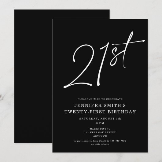 Moderne grafische 21e 21e verjaardag van het Manus Kaart (Voorkant / Achterkant)