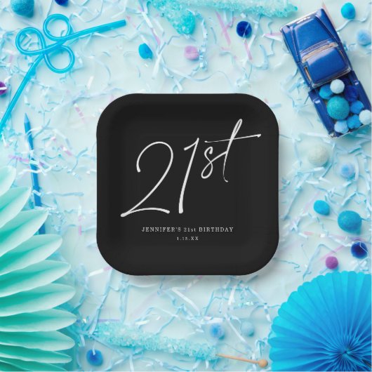 Moderne grafische 21e 21e verjaardag van het Manus Papieren Bordje (Feest)