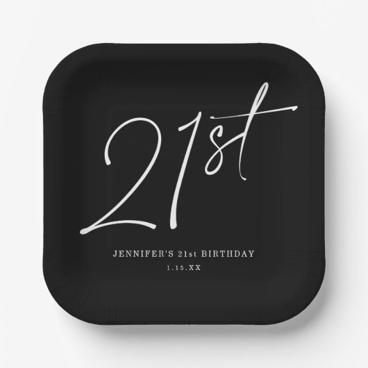 Moderne grafische 21e 21e verjaardag van het Manus Papieren Bordje (Voorkant)