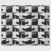 Moderne grafische afdichting zwart-wit cadeaupapier (Vlak)