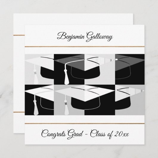 Moderne grafische afdichting zwart-wit kaart (Voorkant / Achterkant)