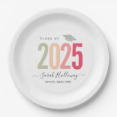 Moderne grafische Afstuderen Blush roze Afstudeerd Papieren Bordje (Voorkant)