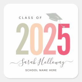 Moderne grafische Afstuderen Blush roze Afstudeerd Vierkante Sticker