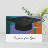 Moderne grafische Afstuderen Mortar Board Paars Aankondiging (Staand voorkant)