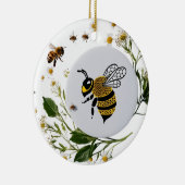 Moderne Grafische Bij Botanische Krans Keramische Keramisch Ornament (Rechts)