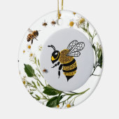 Moderne Grafische Bij Botanische Krans Keramische Keramisch Ornament (Links)