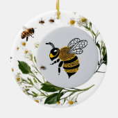 Moderne Grafische Bij Botanische Krans Keramische Keramisch Ornament (Achterkant)