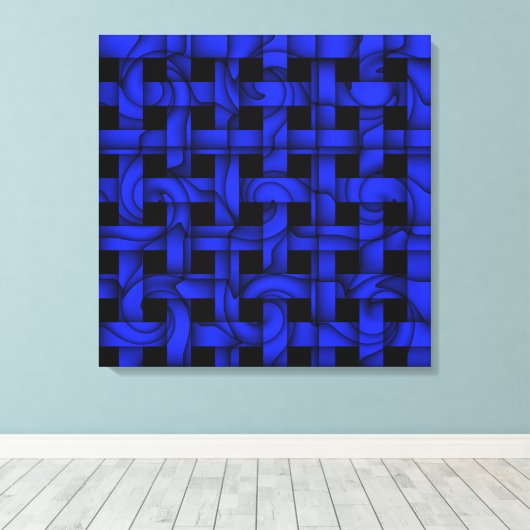 Moderne grafische blauwe wievenschilderkunst canvas afdruk (Insitu (Houten vloer))