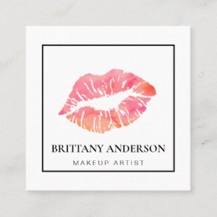Moderne grafische Blush roze lips maken artiest Vierkante Visitekaartje