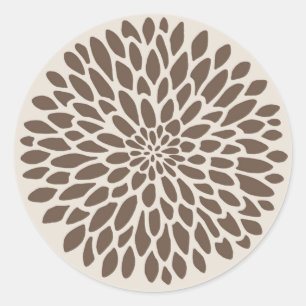 Moderne Grafische Chrysant Ronde Sticker