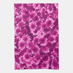 Moderne Grafische Dahlia Patroon, Amethist Paars Theedoek