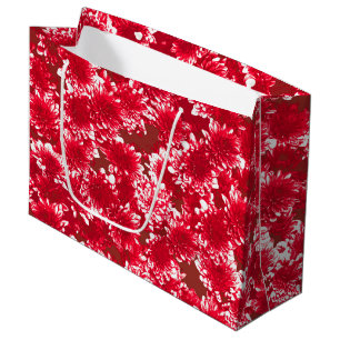 Moderne grafische Dahlia Patroon, donkerrood en wi Groot Cadeauzakje