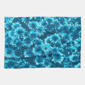Moderne grafische Dahlia-patroon, indigoblauw Theedoek (Horizontaal)